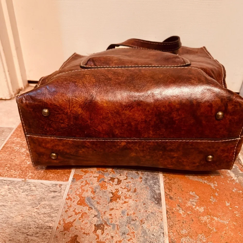 LIKE NEW! PATRICIA NASH TOSCANO BROWN TOOLED TUSCAN TOTE SHOULDER BAG!